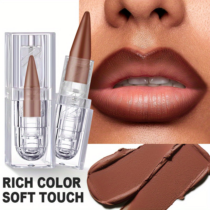 Perfilador de labios para mujer mate nude, a prueba de agua, de larga duración, aspecto natural marrón