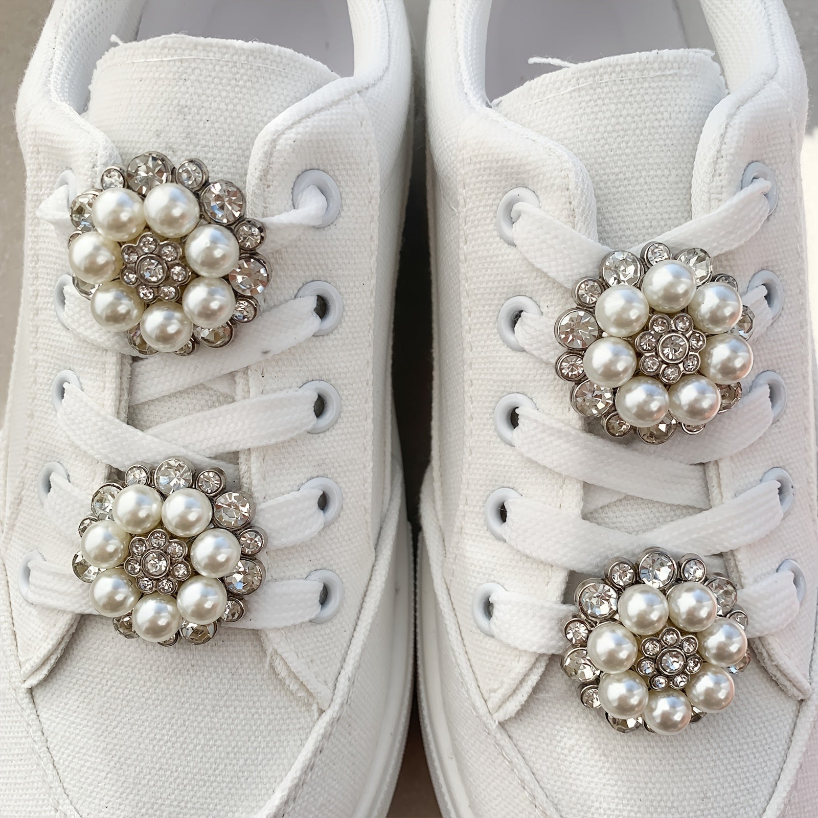 Unisex Pearl Rhinestone Shoe Charms Set for Sneakers and Boots