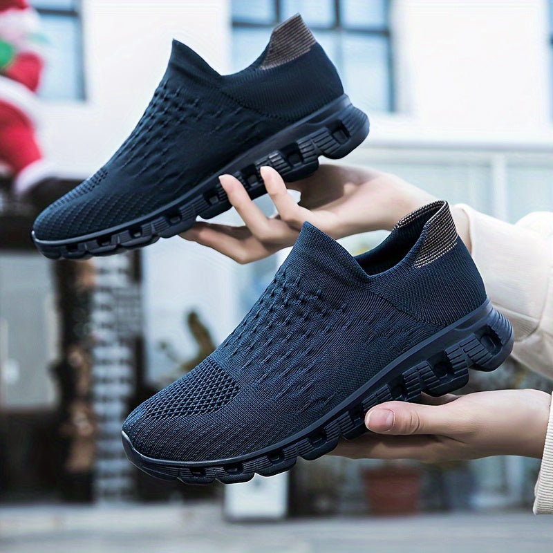 Men's Slip-On Sock Shoes Breathable Knit Non-Slip Soft Sole Casual Outdoor Sneakers