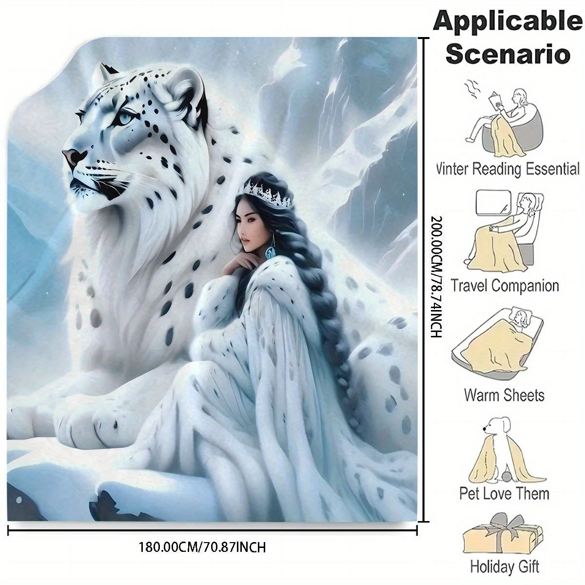 Leopard and Woman Design Flannel Fleece Blanket Hypoallergenic Washable Polyester Bedding for Living Room Couch All-Season Gift