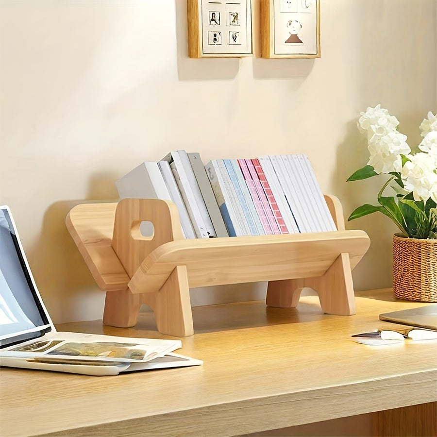 Qattiq Yog'och Stol Kitoblik, Ofis Kitob Turg'ichi, Yotoqxona O'qish Saqlash Rack - Asl Yog'och Rangi, Yarmi Paket