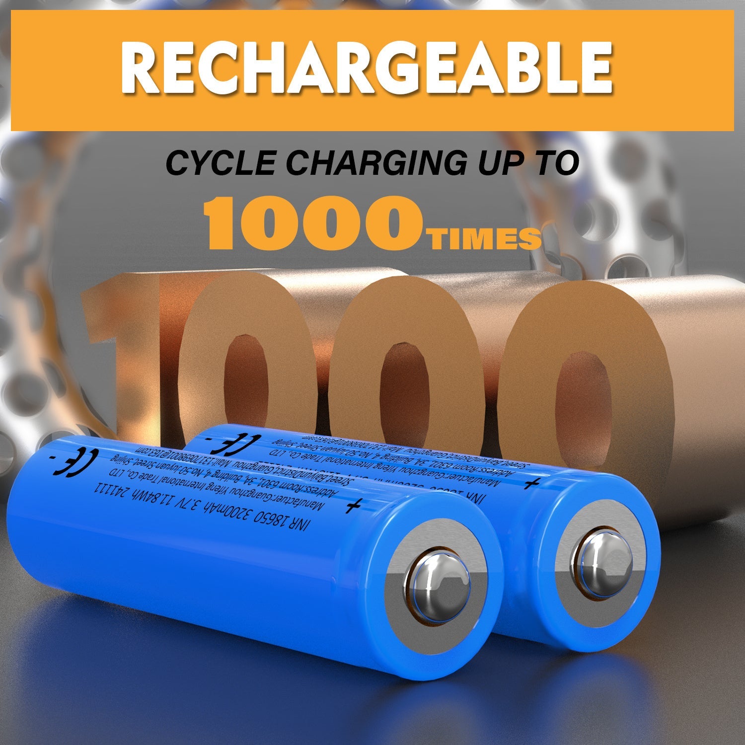 Rechargeable 18650 Battery 3.7V Button Top for Flashlights Headlights Solar Lights