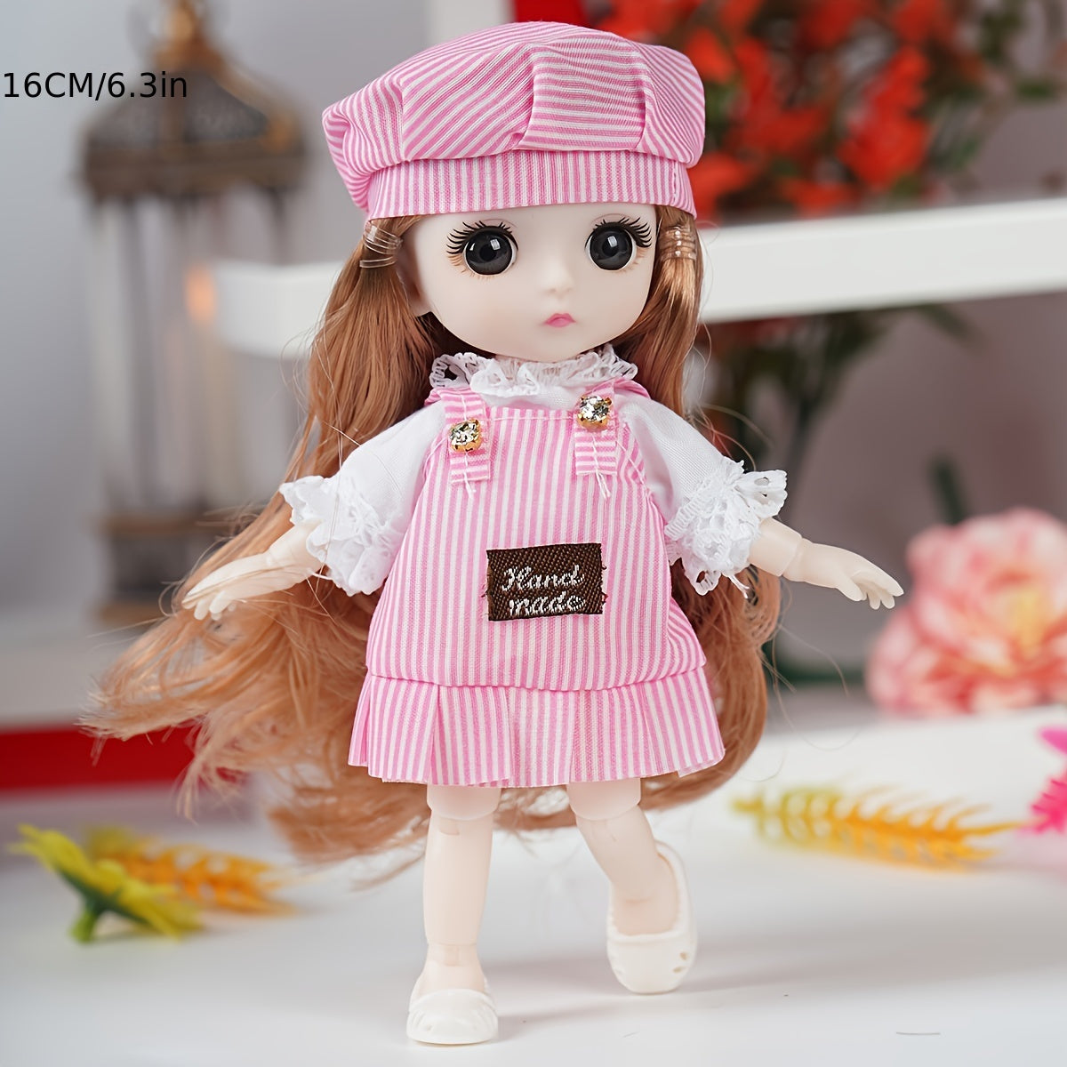 Pink Fashion Doll for Girls with Removable Clothes PVC Articulated Joints