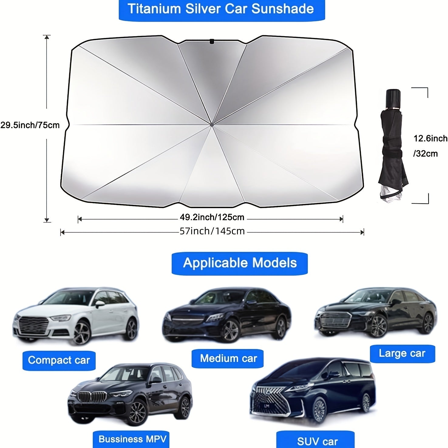 Foldable Car Sunshade UV Block Heat Protection Windshield Cover