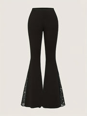 Women's Black Flare Leg Pants Slim Fit Comfortable Stylish Casual