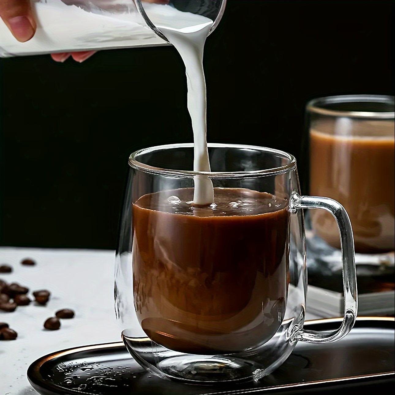 Double Wall Borosilicate Glass Mug for Hot and Cold Beverages 12oz