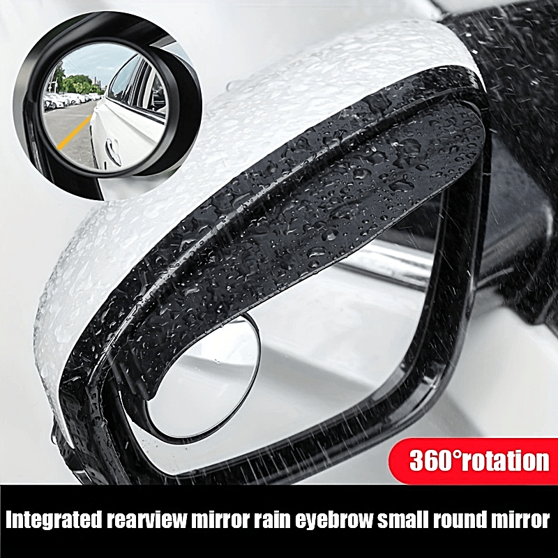 2 Pieces Carbon Fiber Textured Blind Spot Mirrors with Rain Guard for Cars