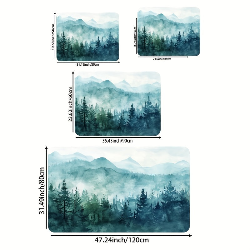 Katta tog' naqshli hammom matosi, ko'pikli yostiqli, yopishqoqsiz ichki gilam