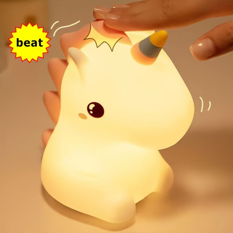 Children's Unicorn Night Light 7-Color Silicone Touch Bedside Lamp for Kids