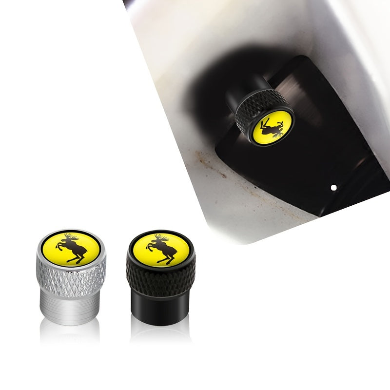 4PCS Car Metal Badge Tire Valve Stem Cap Covers For Vehicles with Deer Design