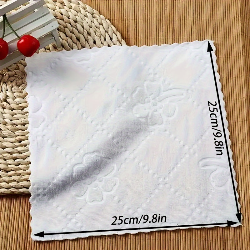 300 White Microfiber Towels with Flower Embossed Washcloths for Cleaning and Bathroom