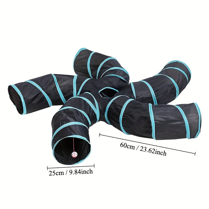 Foldable Pet Tunnel for Cats and Dogs, Polyester, Interactive Play and Training