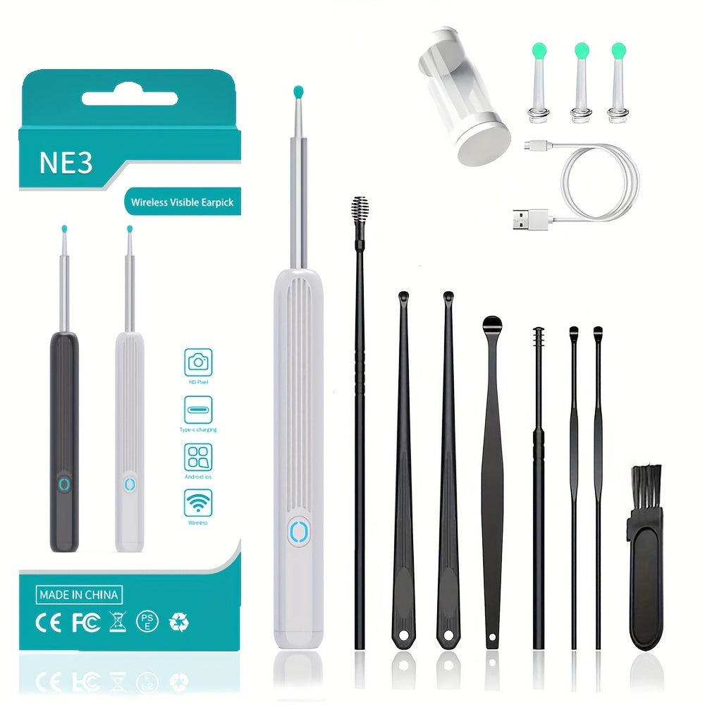 Ear Wax Removal Kit with Camera Light 8-Piece Ear Set for IOS Android