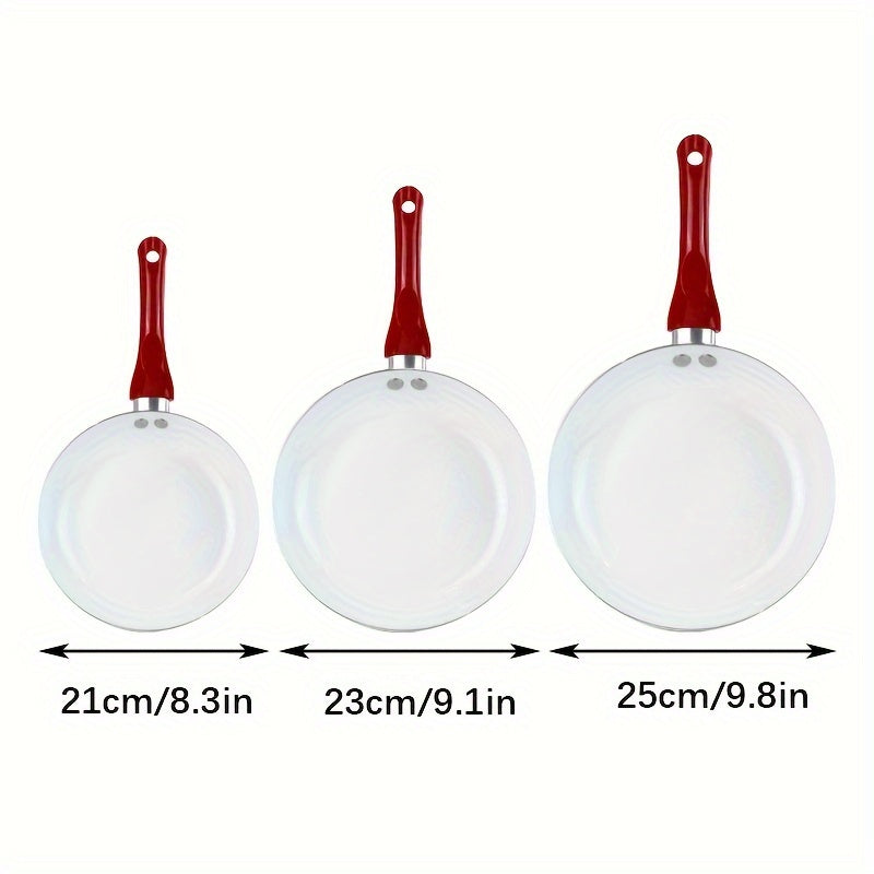 6-piece non-stick frying pan set with glass lid oven safe for clay pot dishes red