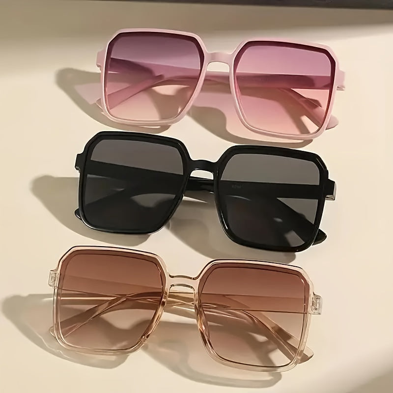 Набор из 3 ретро-прямоугольных очков оверсайз для женщин с антибликовыми линзами и карбоновыми оправами