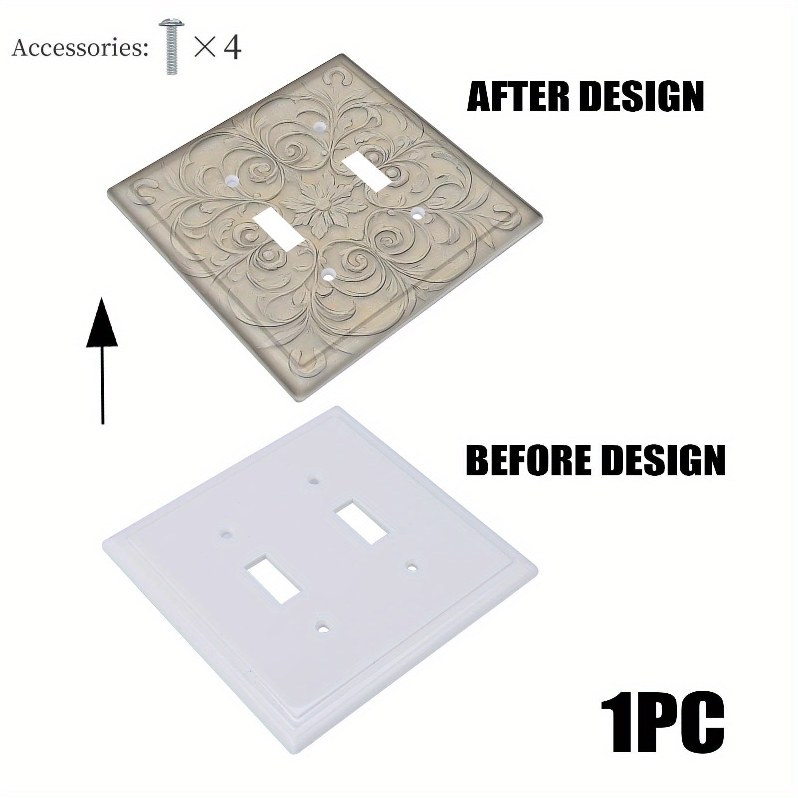 Art Deco Wall Plate Cover for Kitchen and Home Office French Pattern Chic Durable Reusable Easy to Install