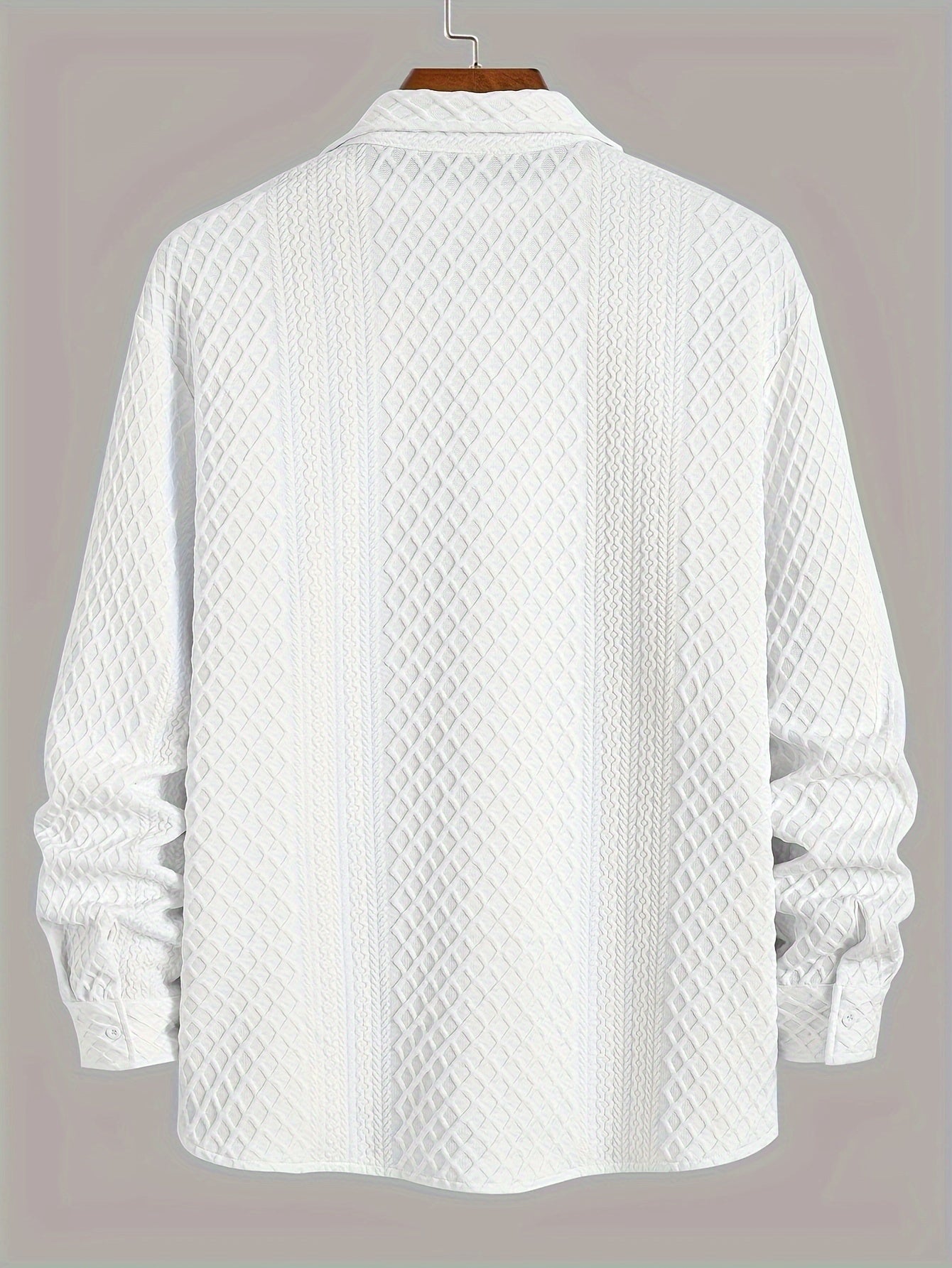 Men's Cotton Shirt with Geometric Diamond Pattern Regular Fit Knit Fabric Spring Fall Streetwear Plus Size