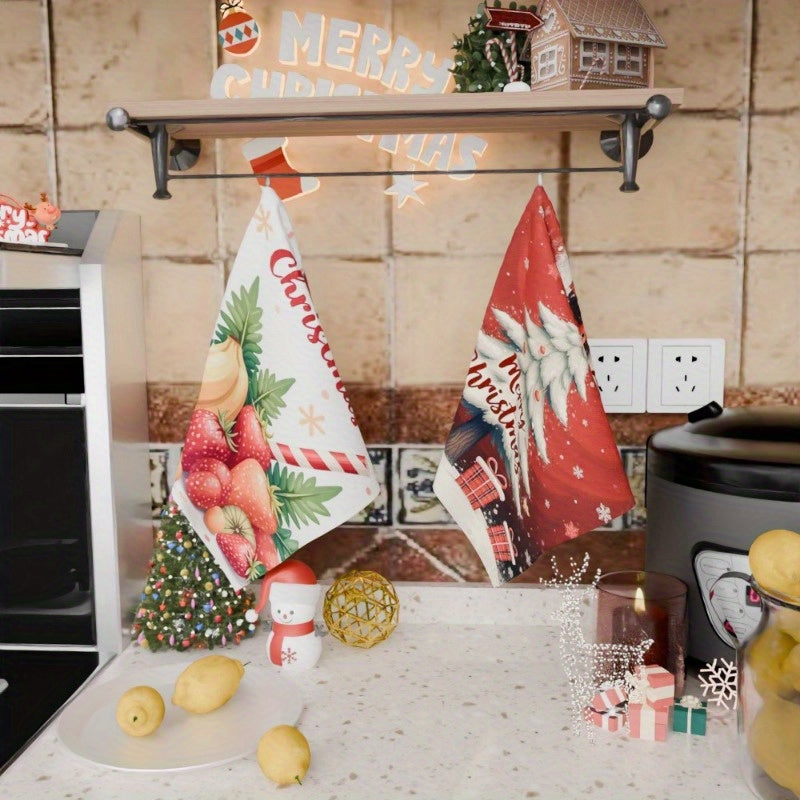 Set of 2 Christmas Kitchen Towels 18x66 cm Soft Festive Decor Gift