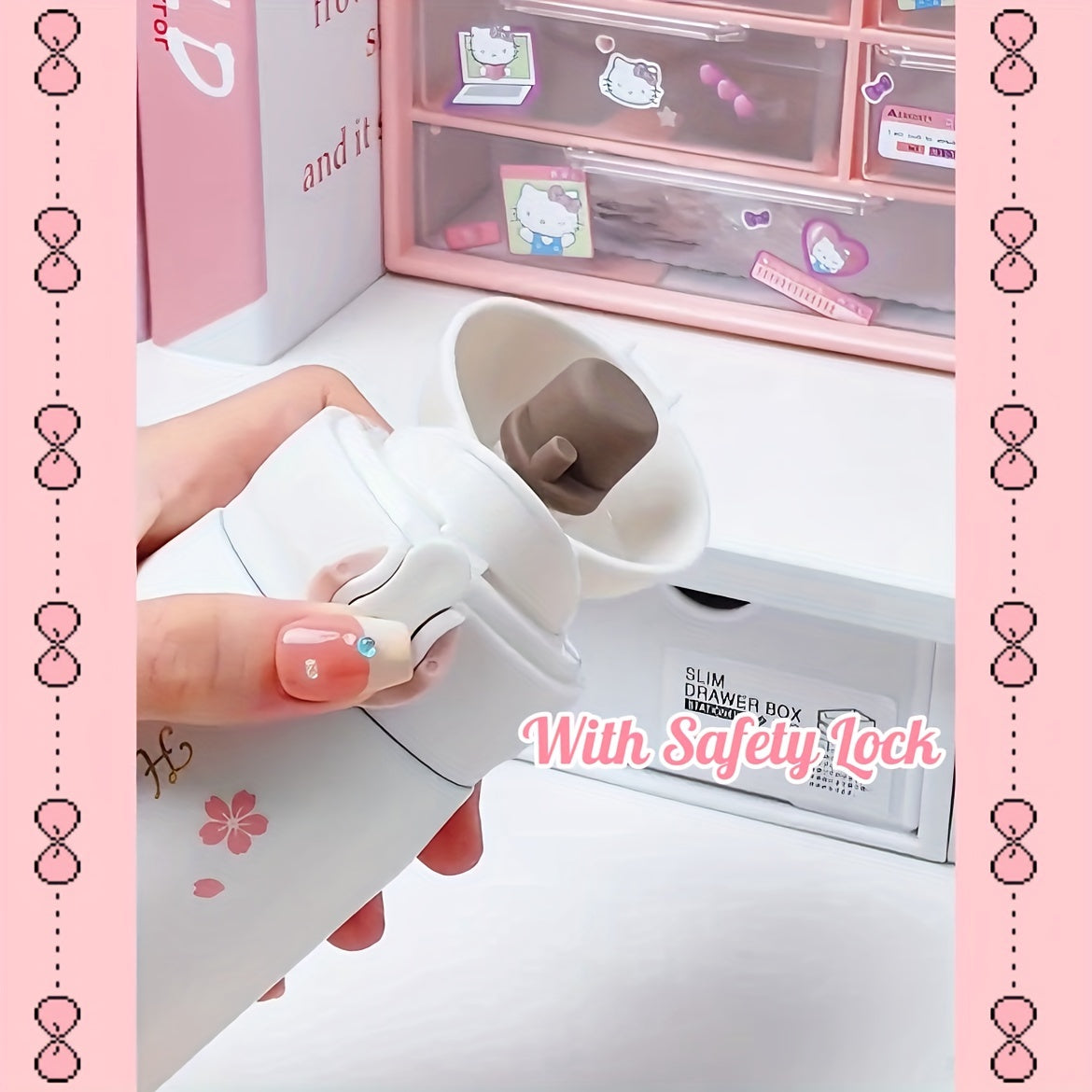 Insulated Water Bottle with 3D Hello Kitty Design for Kids and Gifts