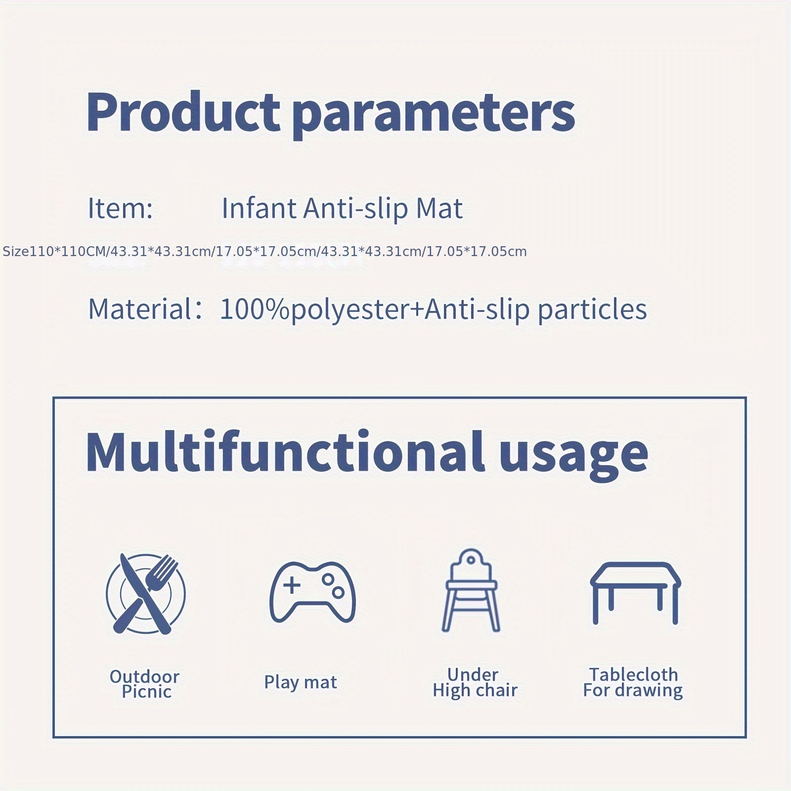 HappyFlute 43-дюймовый квадратный Splash and Play Mat для детей от 0 до 3 лет, прочный водонепроницаемый полиэстер с нескользящей основой, идеально подходит для защиты пола под высоким стулом, идеально для искусства, ремесел и пикников.