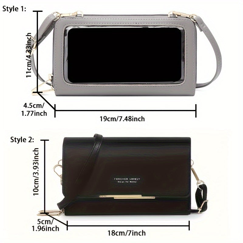 Women's Crossbody Phone Bag RFID Blocking Touch Screen Synthetic Leather Adjustable Strap Black Red Blue