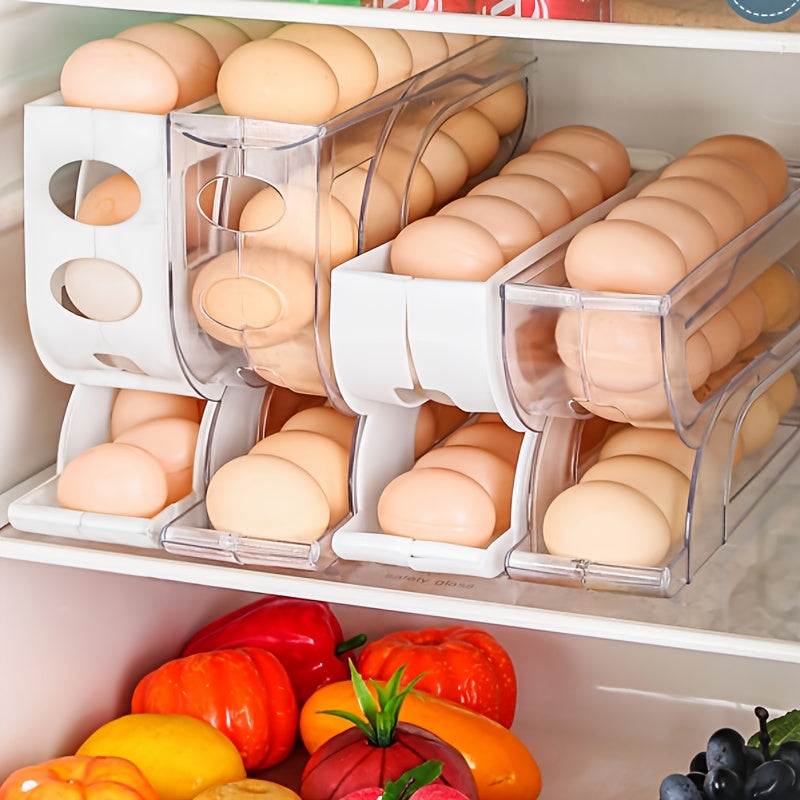 Soporte para huevos para la puerta lateral del refrigerador, caja de almacenamiento de huevos de plástico, ahorro de espacio