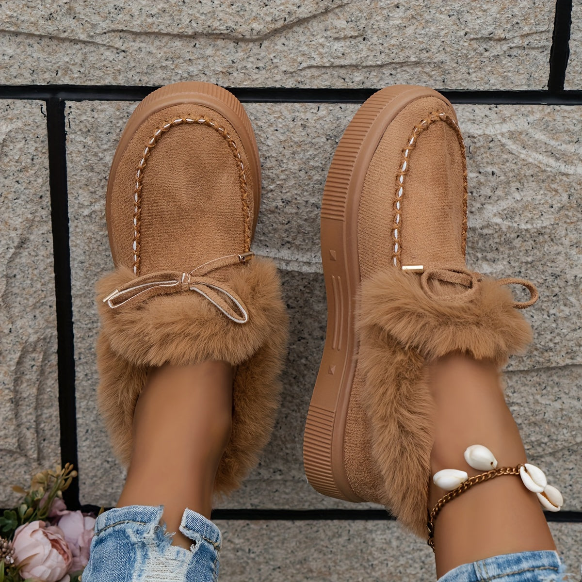 Women's Warm Comfy Slip-On Winter Snow Shoes Thermal Insulated