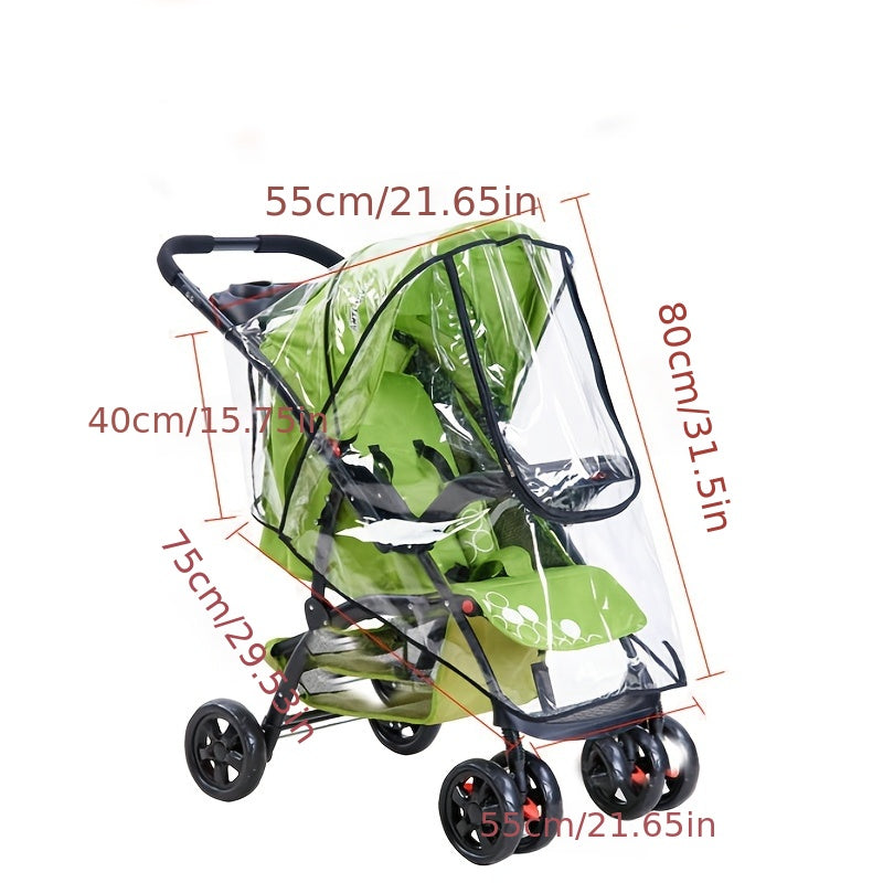 Baby Stroller Cover Breathable Windproof Rainproof with Zipper Door and Ventilation