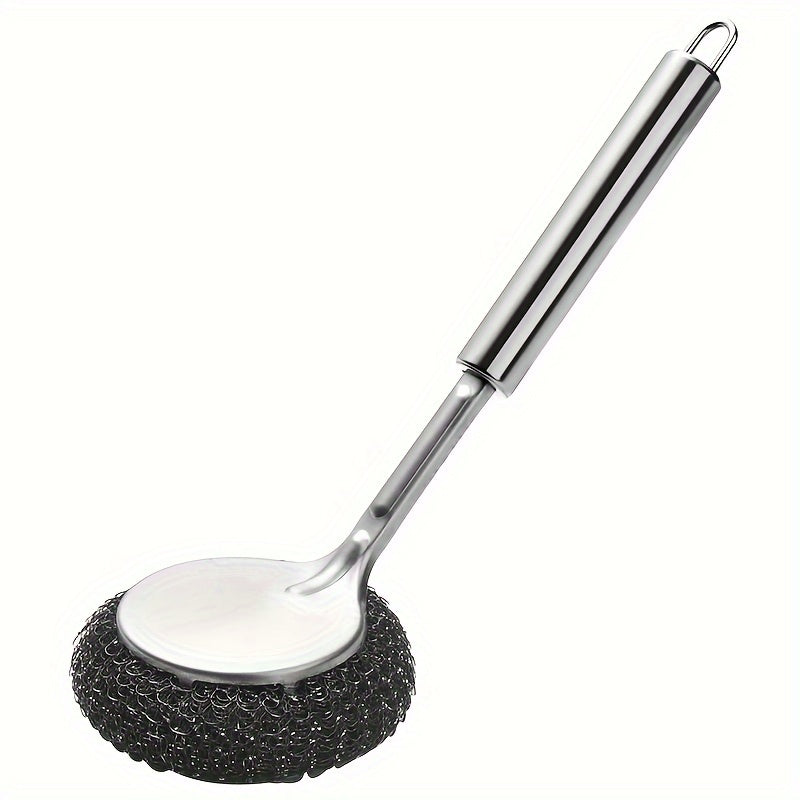 Set of 2 Stainless Steel Kitchen Scrubbers with Handles for Dish and Pot Cleaning