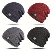 Men's Padded Knitted Cap Warm Winter Hat for Autumn and Cold Weather