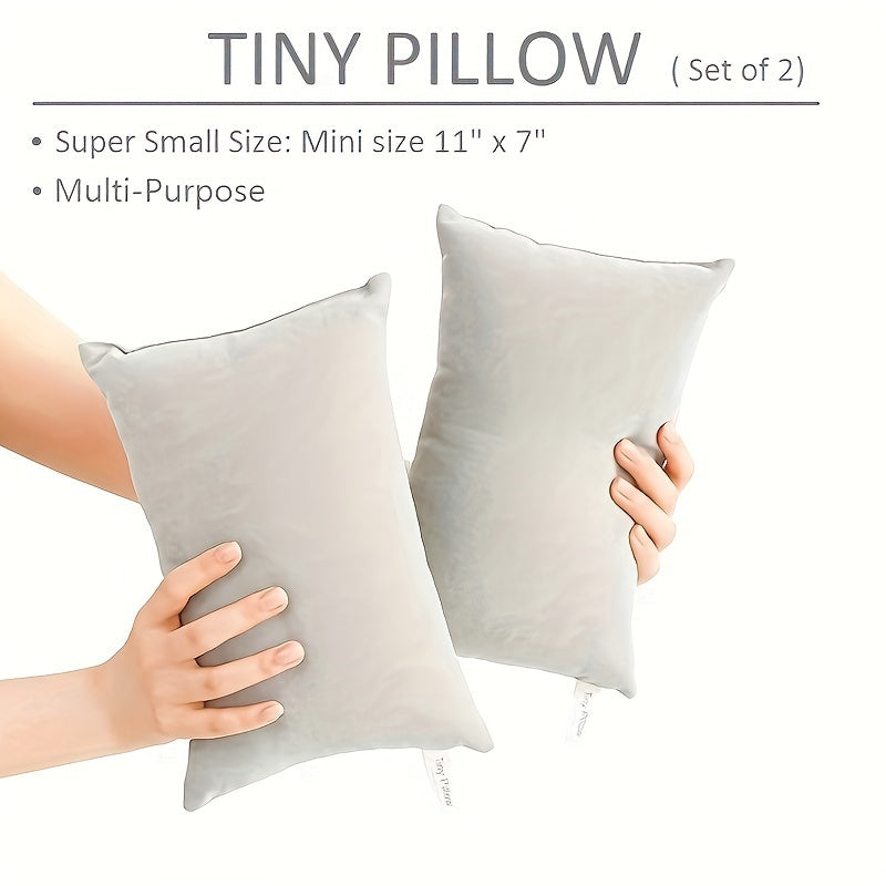 Gray Mini Pillows 27.94cm x 17.78cm Microfiber Cover Soft Polyester Filling Travel Support