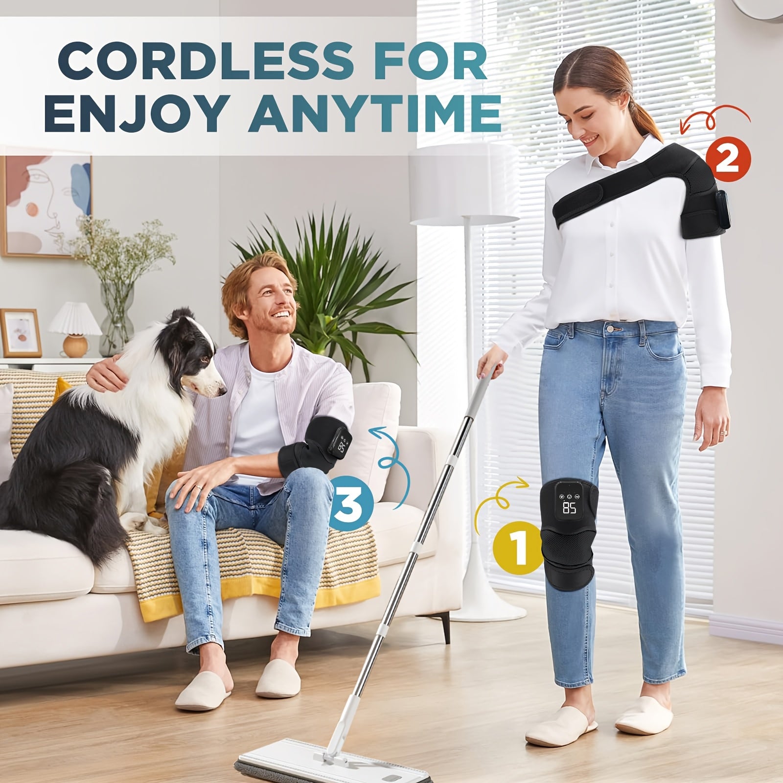 Cordless Knee Massager with Heating and Vibration for Joint and Muscle Relief