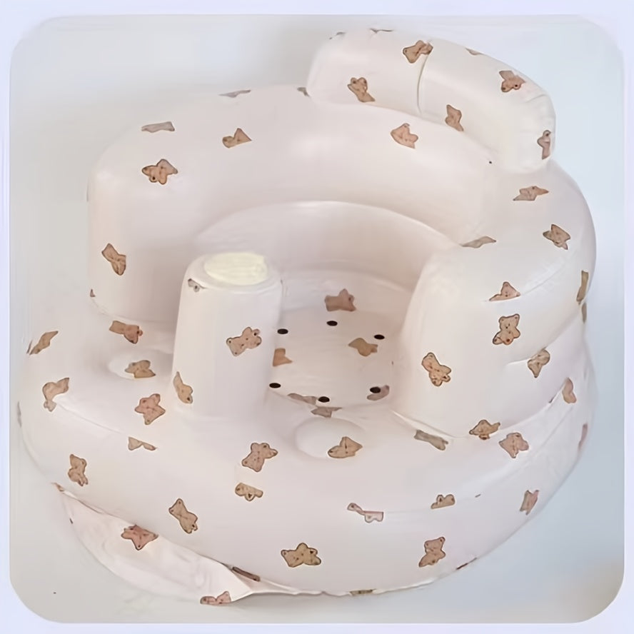 Inflatable Seat with Built-In Air Pump and Back Support for Lounge and Shower