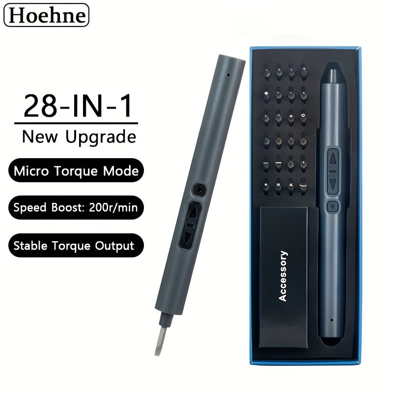 Juego de destornilladores eléctricos 28-en-1 con luz LED, recargable, micro torque