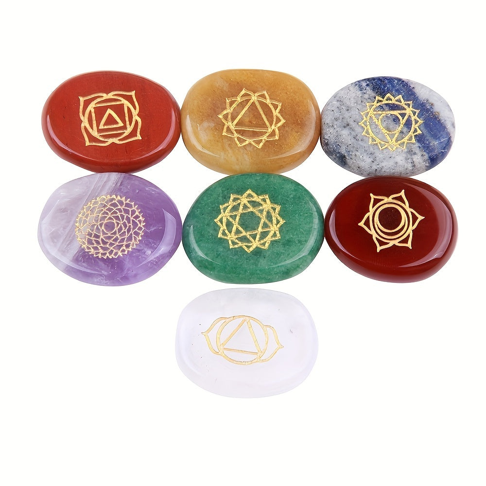Set of 7 Chakra Energy Stones Natural Stone Gift for Meditation and Healing