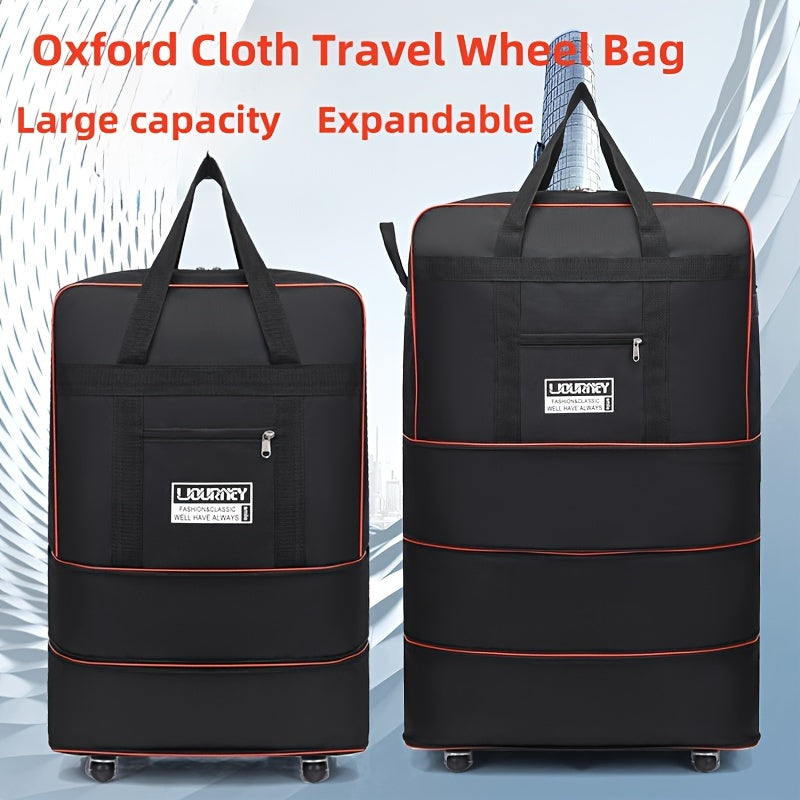 Expandable Waterproof Polyester Rolling Luggage with Spinner Wheels for Business Travel and Vacation Black Blue