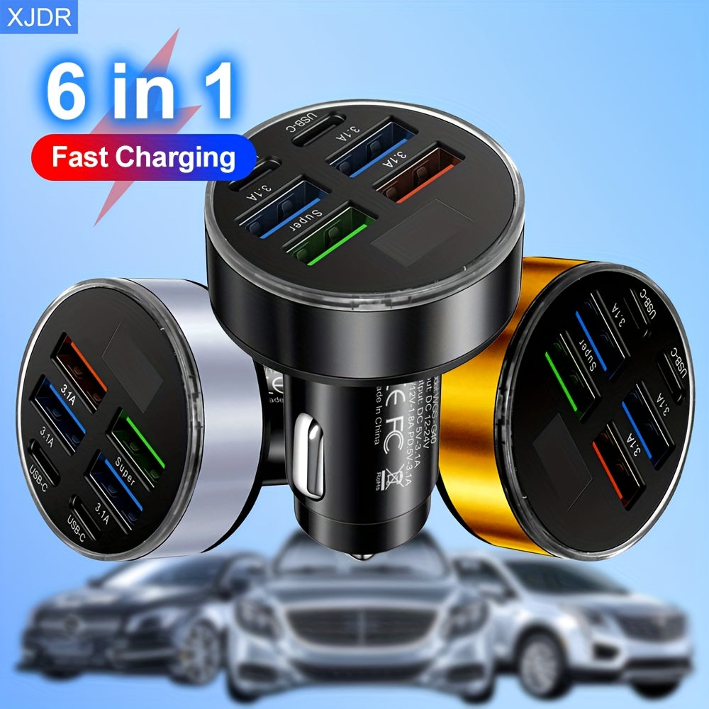 Car Charger Multi Port 2PD 4USB Fast Charging USB C Adapter for Cars