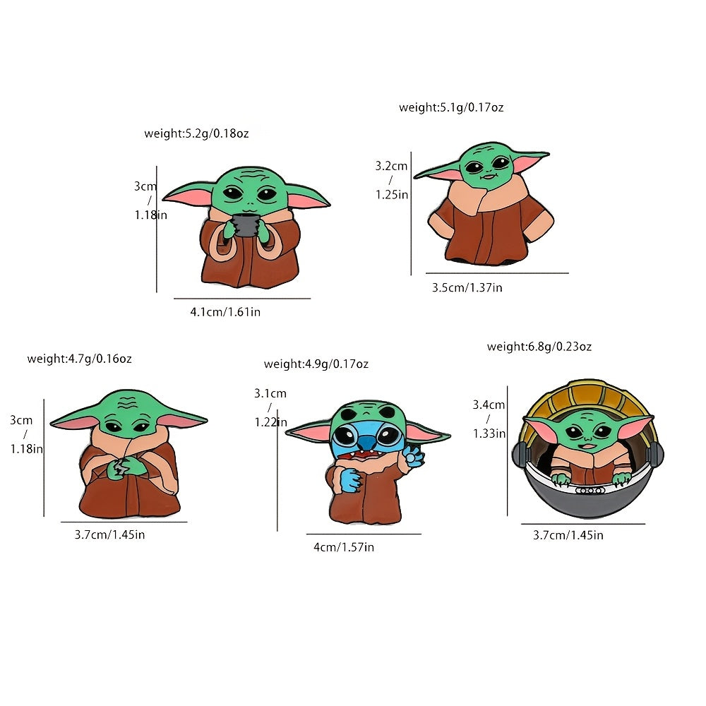 Set of 6 Yoda Enamel Pins Minimalist Alloy Brooches for Bags and Clothing