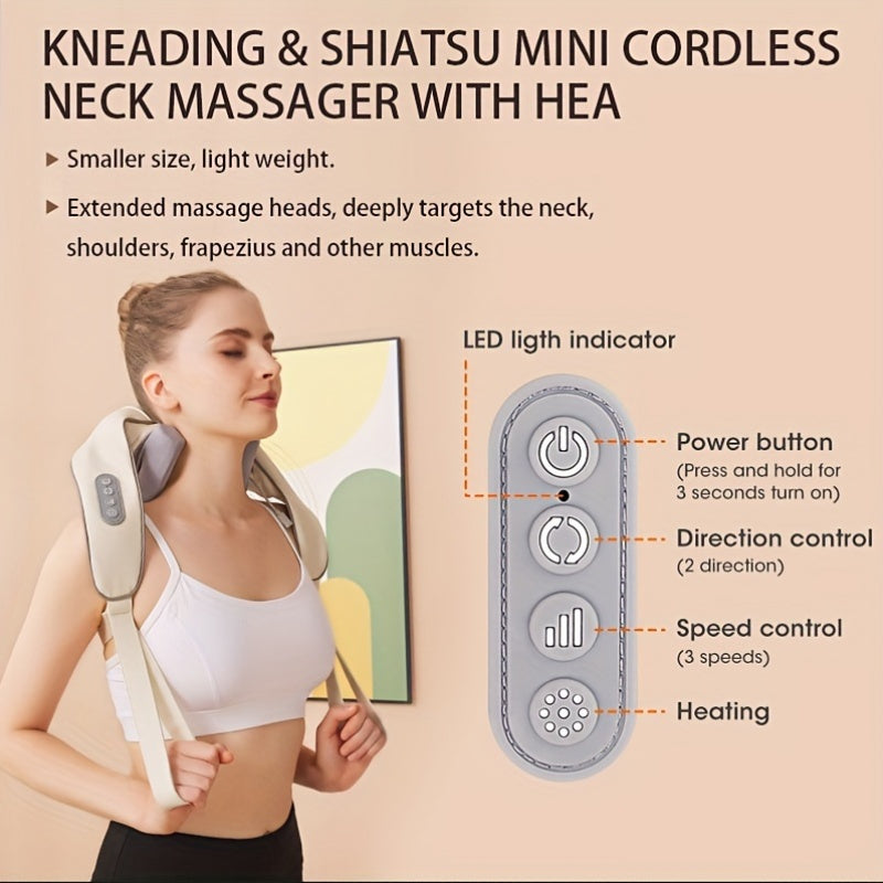 Wireless Massage Pillow with Heat and 6 Massage Nodes for Whole Body Relaxation