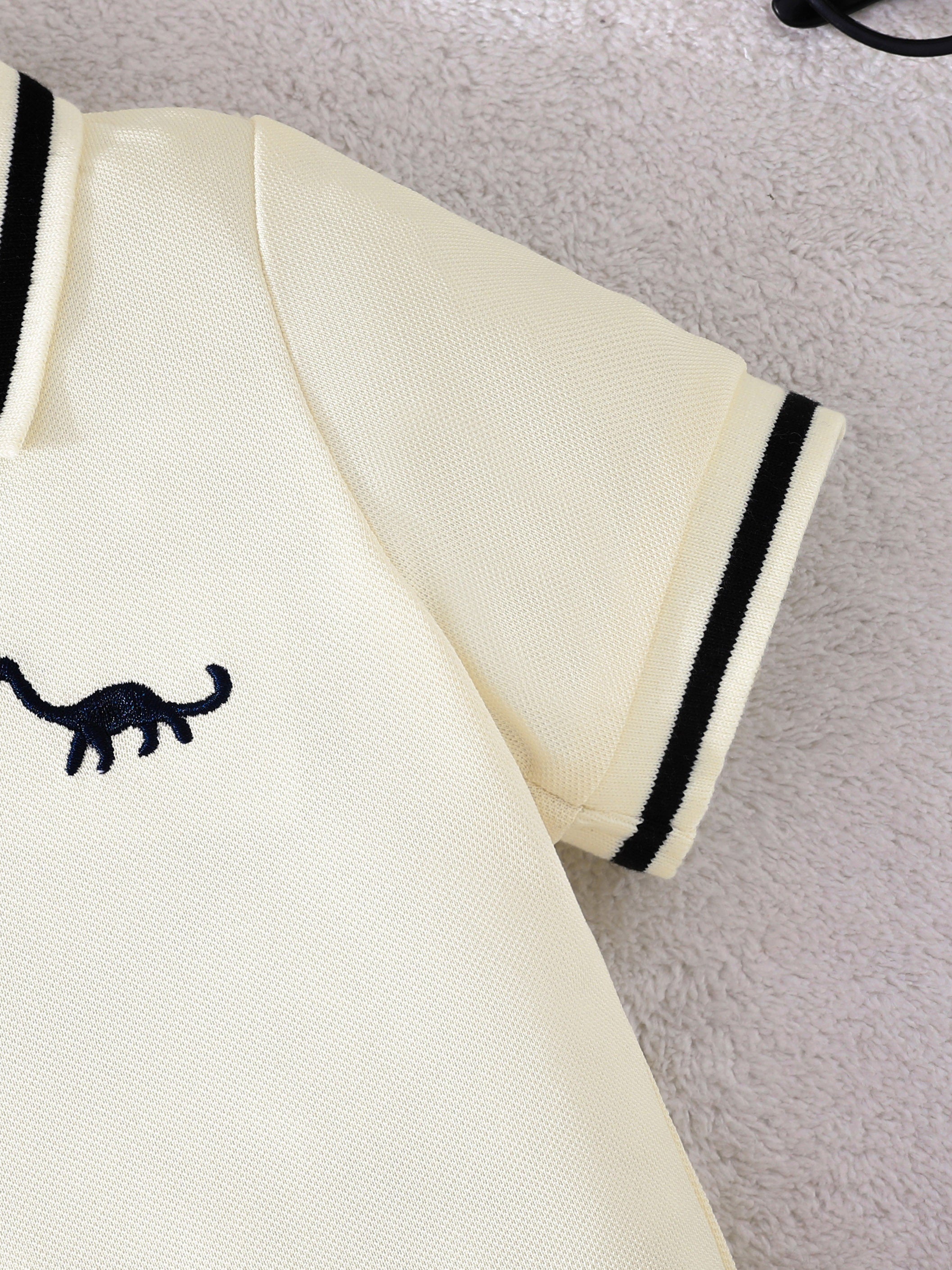 Boys Summer Dinosaur Shirt and Shorts Set Polyester Casual Outdoor Clothing