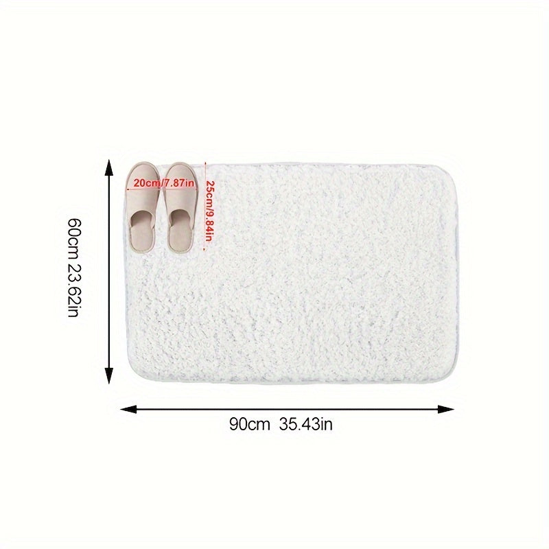 Pink Non-Slip Rectangular Bathroom Floor Mat Quick-Drying Polyester Home Decor