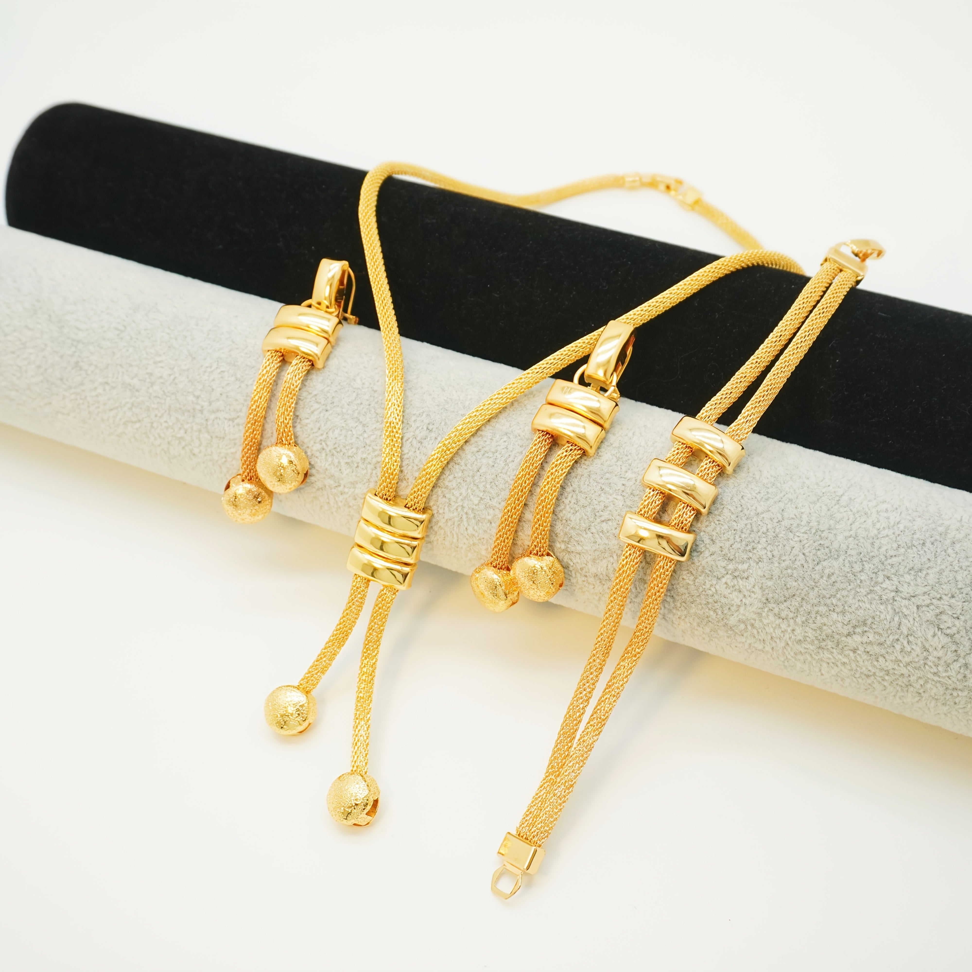 Gold-Plated Copper Jewelry Set Necklace Earrings Bracelet Minimalist Daily Wear Occasions