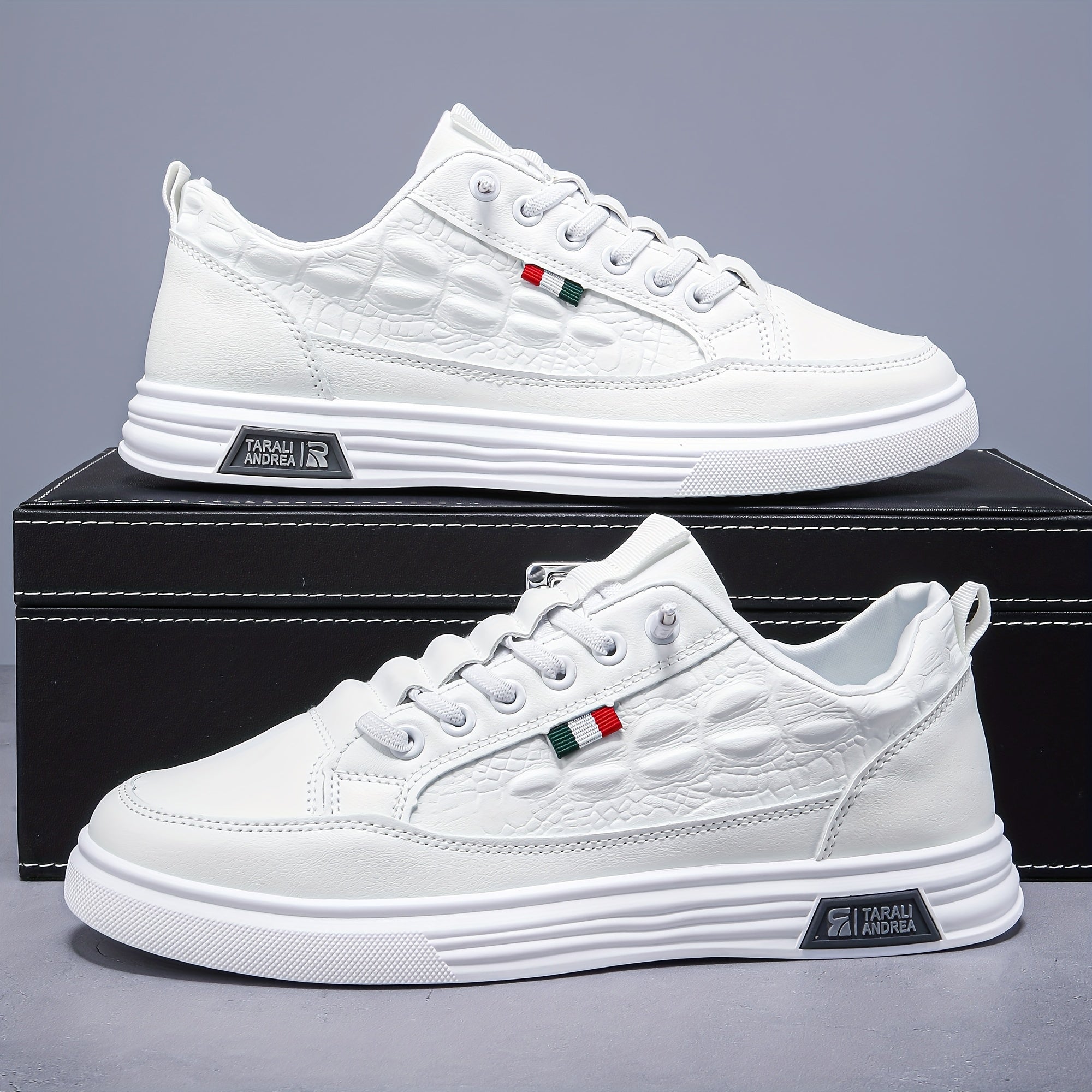 Men's Low Top Sneakers Casual Lightweight All-Season PU Slip-On Round Toe