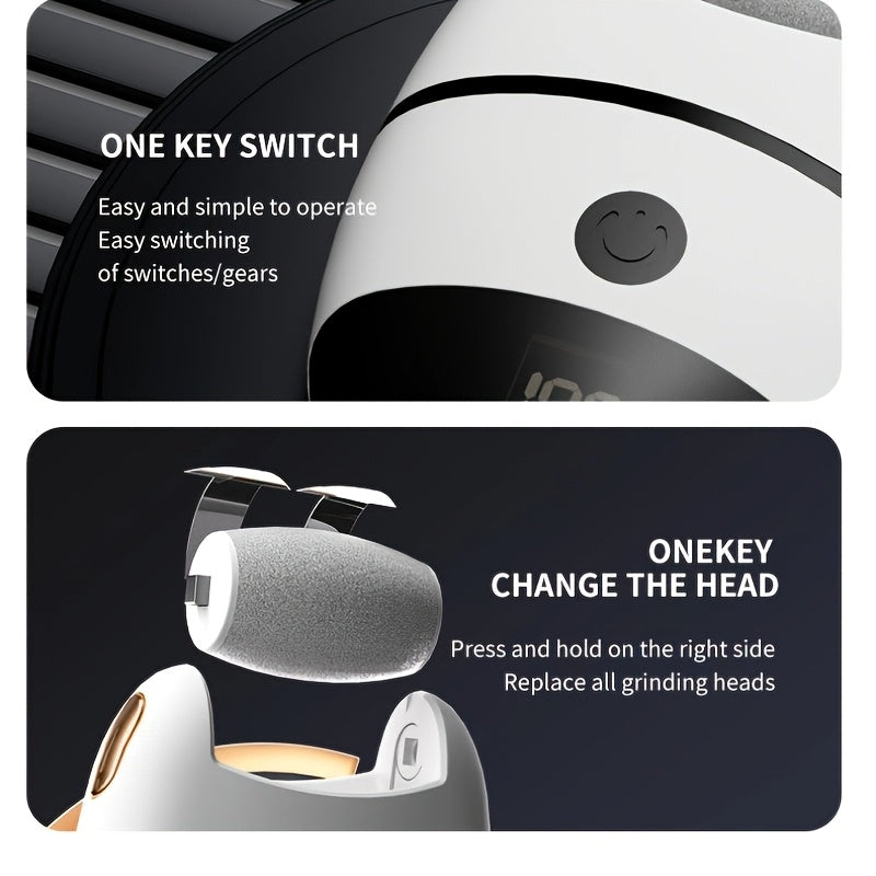 Electric Foot File Set with Digital Display Rechargeable Pedicure Tool for Dead Skin Removal and Callus Care