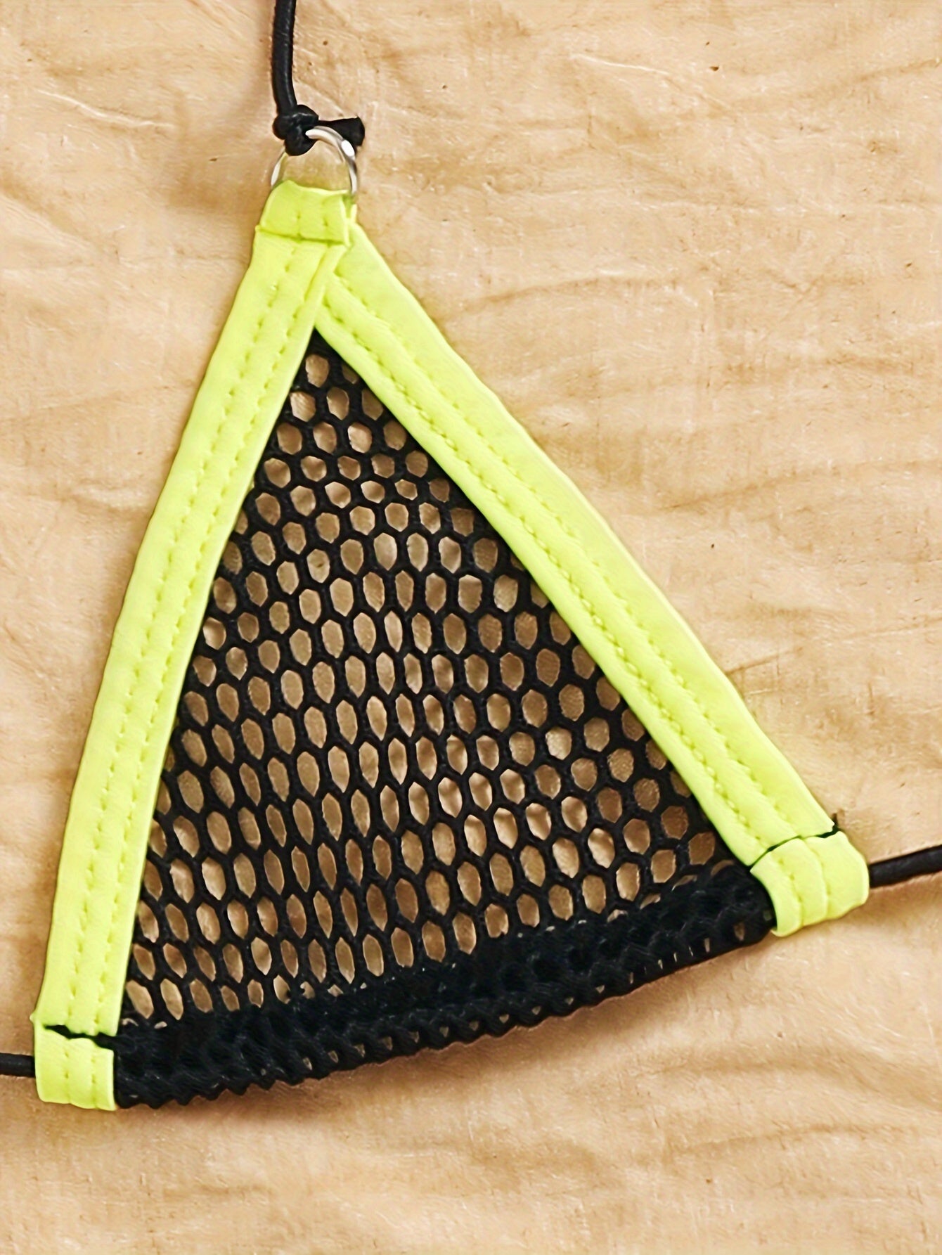 Women's Lingerie Set with Colorblock Design Triangle Bra and Thong