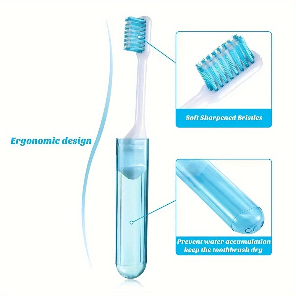 Travel Toothbrush Soft Bristles Compact Waterproof Cap for On-the-Go Cleaning