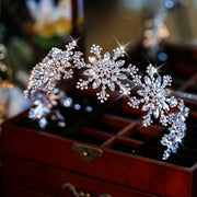 Snowflake Shaped Hair Headband for Weddings with Crystal Details