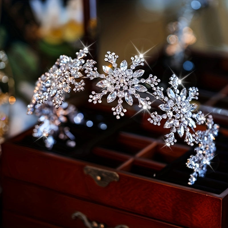 Snowflake Shaped Hair Headband for Weddings with Crystal Details