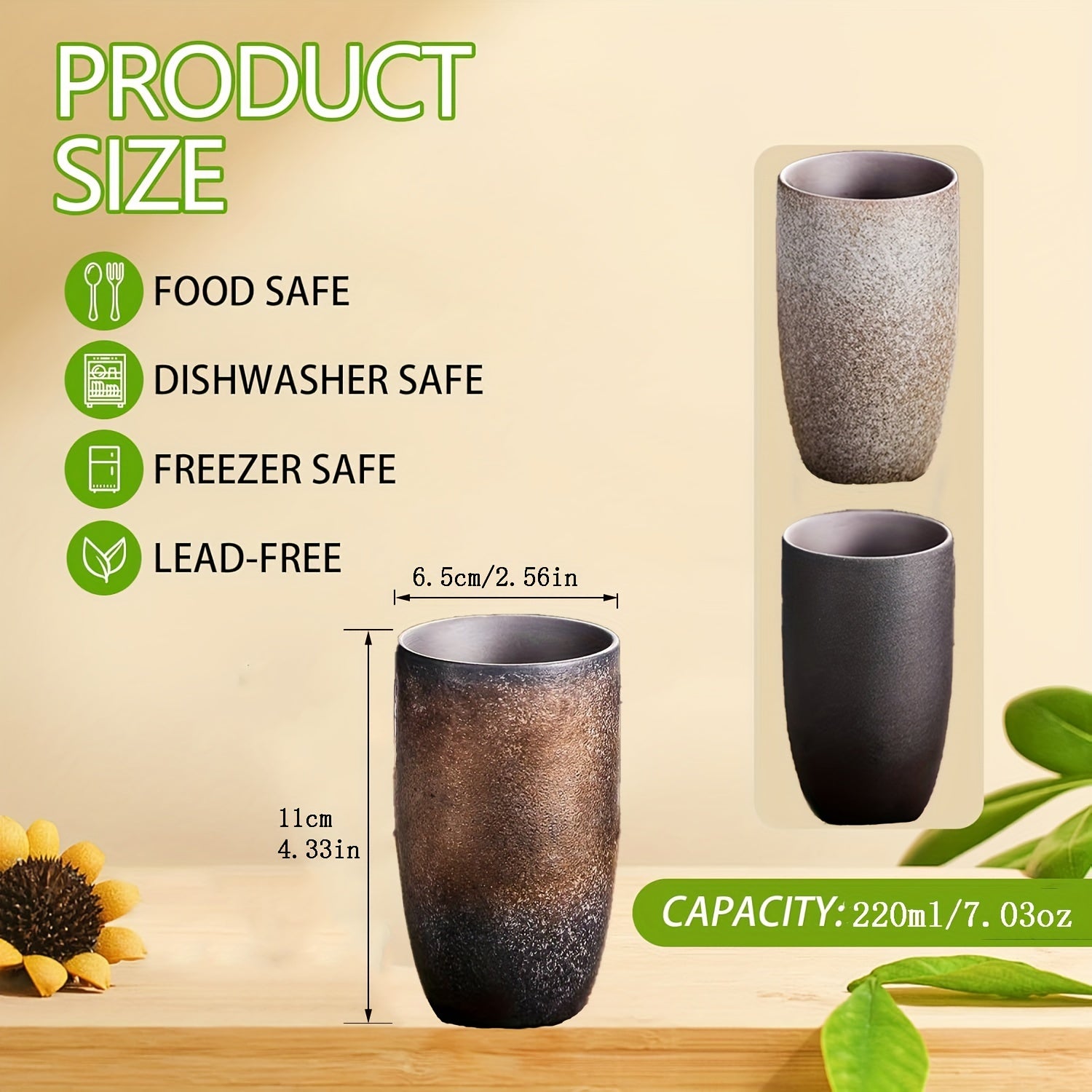 Taza de cerámica estilo japonés para café 220ml Espresso Té Decoración elegante para el hogar y restaurante