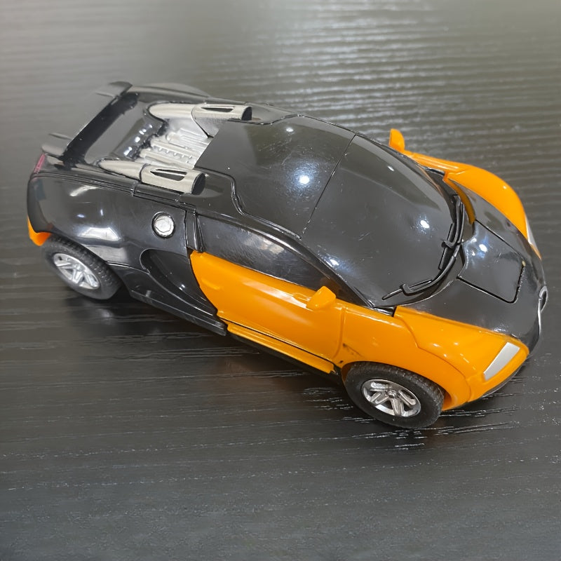 Blue Manual Push Transforming Toy Race Car for Kids Ages 3 and Up